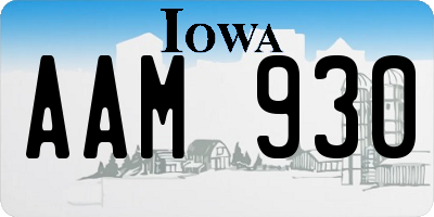 IA license plate AAM930