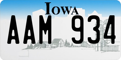 IA license plate AAM934