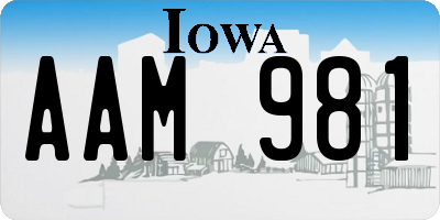 IA license plate AAM981