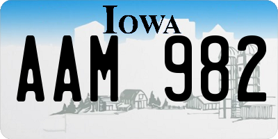 IA license plate AAM982