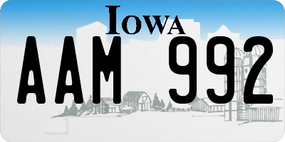 IA license plate AAM992