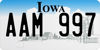 IA license plate AAM997