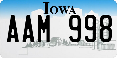 IA license plate AAM998