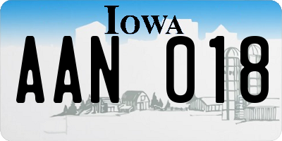 IA license plate AAN018