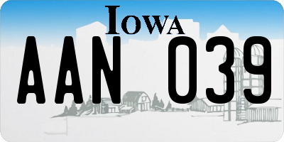 IA license plate AAN039