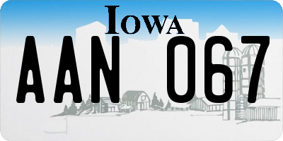 IA license plate AAN067