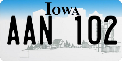 IA license plate AAN102