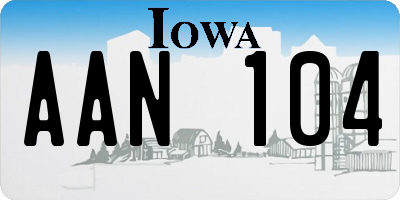 IA license plate AAN104