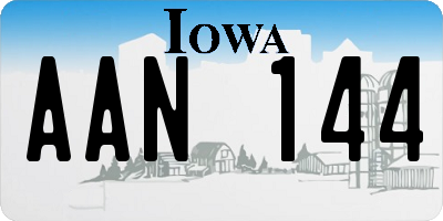 IA license plate AAN144