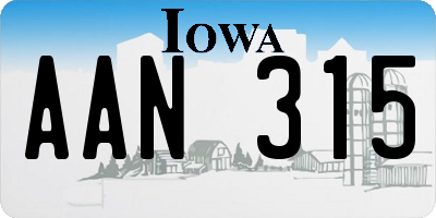 IA license plate AAN315