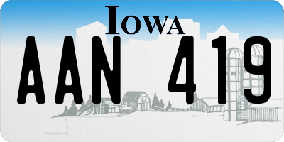 IA license plate AAN419