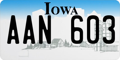 IA license plate AAN603