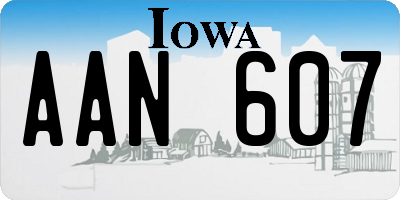 IA license plate AAN607