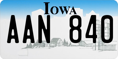 IA license plate AAN840