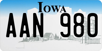 IA license plate AAN980
