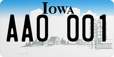 IA license plate AAO001