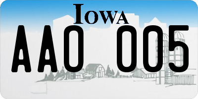 IA license plate AAO005