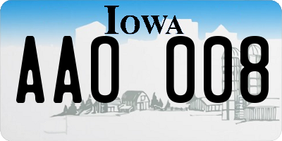 IA license plate AAO008