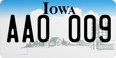 IA license plate AAO009