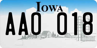 IA license plate AAO018