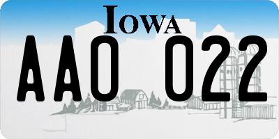 IA license plate AAO022