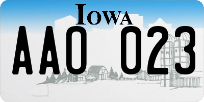 IA license plate AAO023