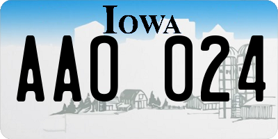 IA license plate AAO024