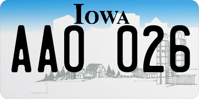 IA license plate AAO026
