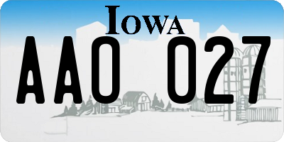 IA license plate AAO027