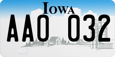 IA license plate AAO032