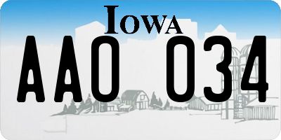 IA license plate AAO034