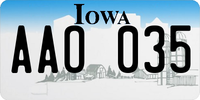 IA license plate AAO035