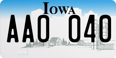 IA license plate AAO040