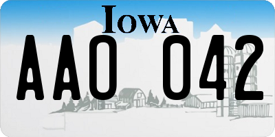 IA license plate AAO042