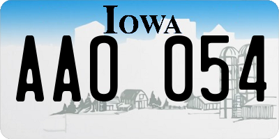 IA license plate AAO054