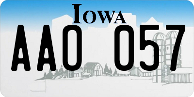 IA license plate AAO057