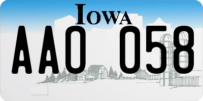 IA license plate AAO058