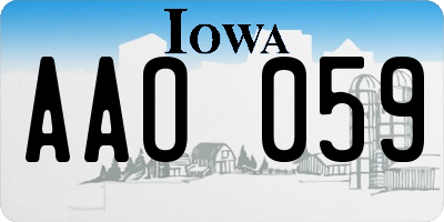 IA license plate AAO059