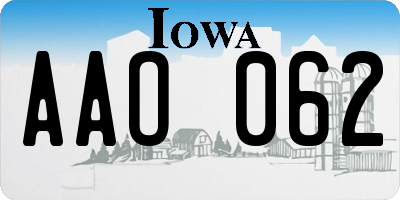 IA license plate AAO062