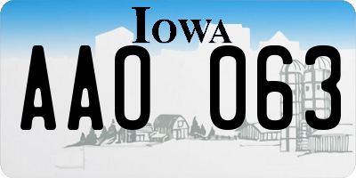 IA license plate AAO063
