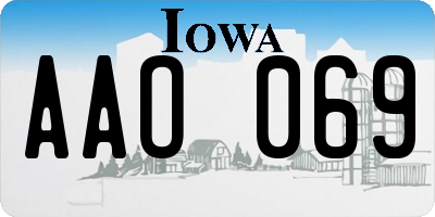 IA license plate AAO069