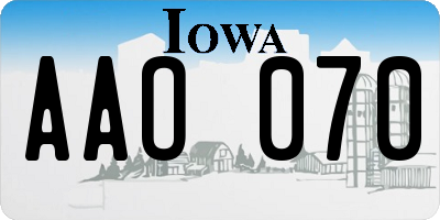 IA license plate AAO070