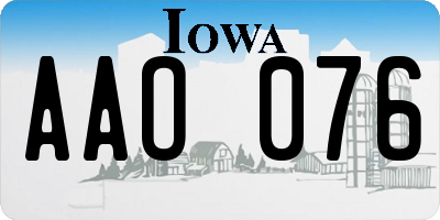IA license plate AAO076
