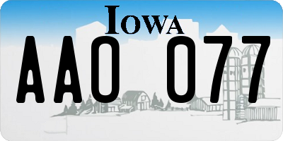 IA license plate AAO077