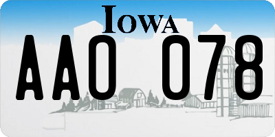 IA license plate AAO078