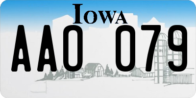 IA license plate AAO079