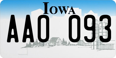 IA license plate AAO093