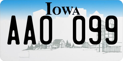 IA license plate AAO099
