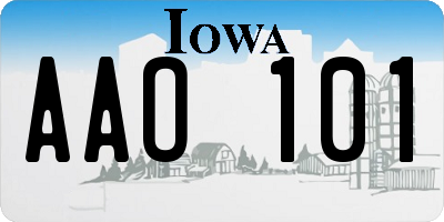 IA license plate AAO101