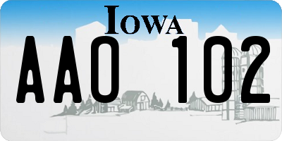 IA license plate AAO102
